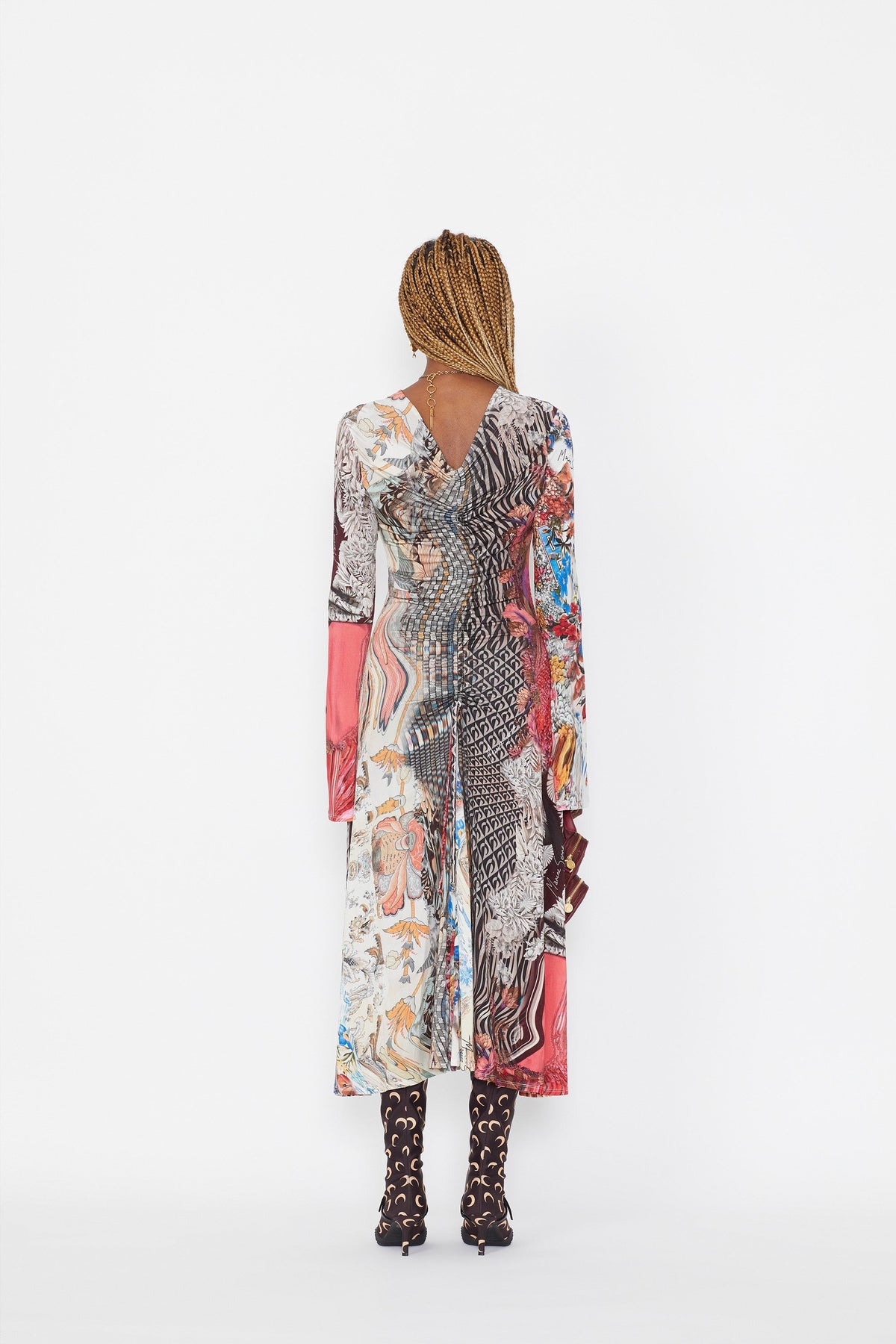 Robe fluide à cordon de serrage au dos - Melange Print