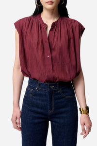 RECO : 70 // Blouse Clio en coton - Bordeaux