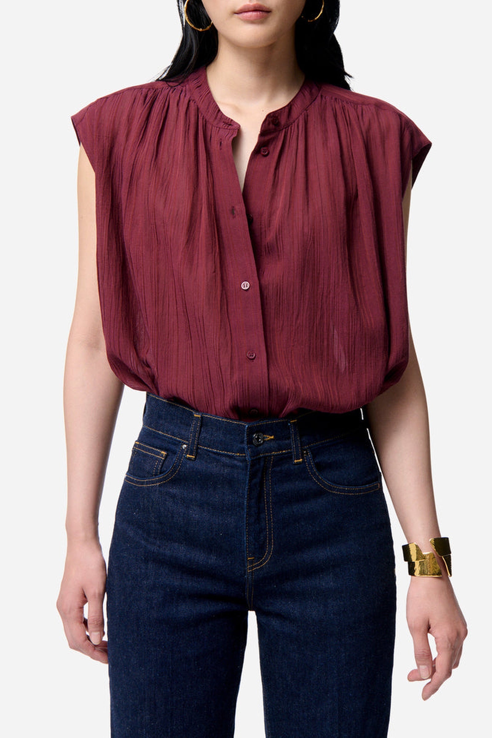 RECO : 70 // Blouse Clio en coton - Bordeaux