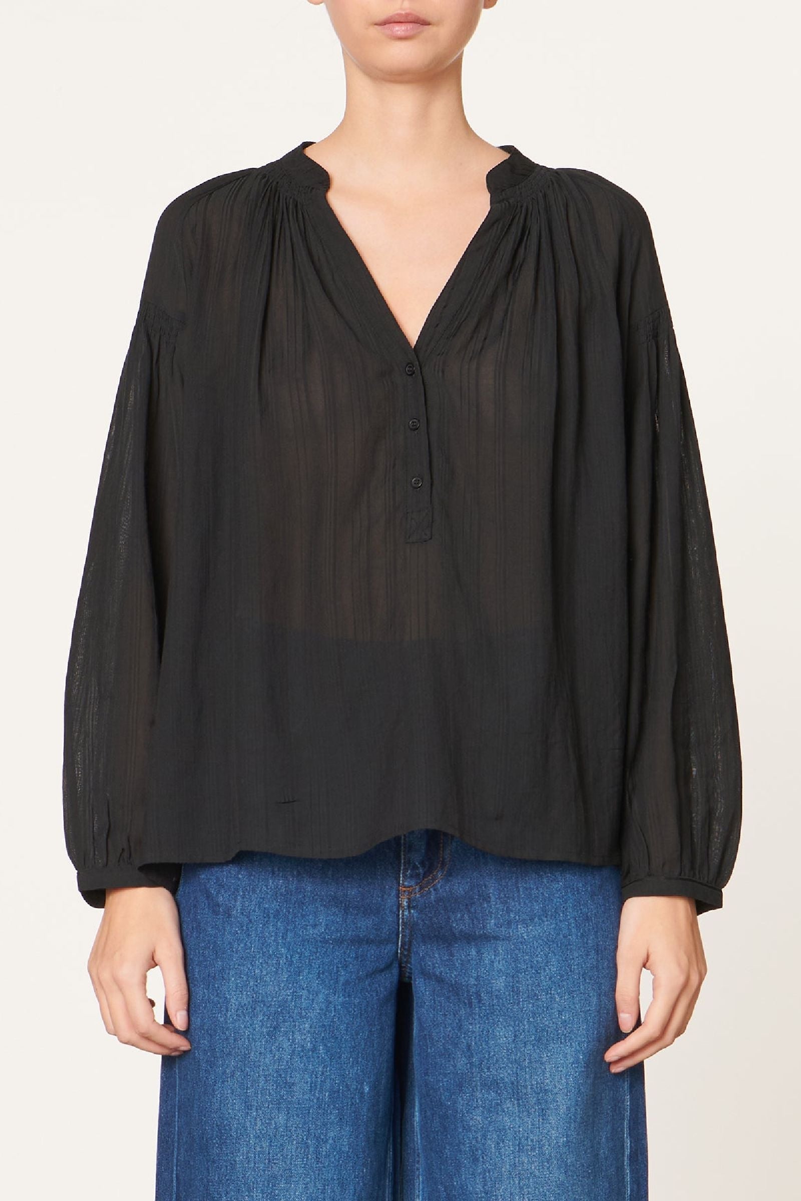 Blouse à col rond Nipoa - Noir