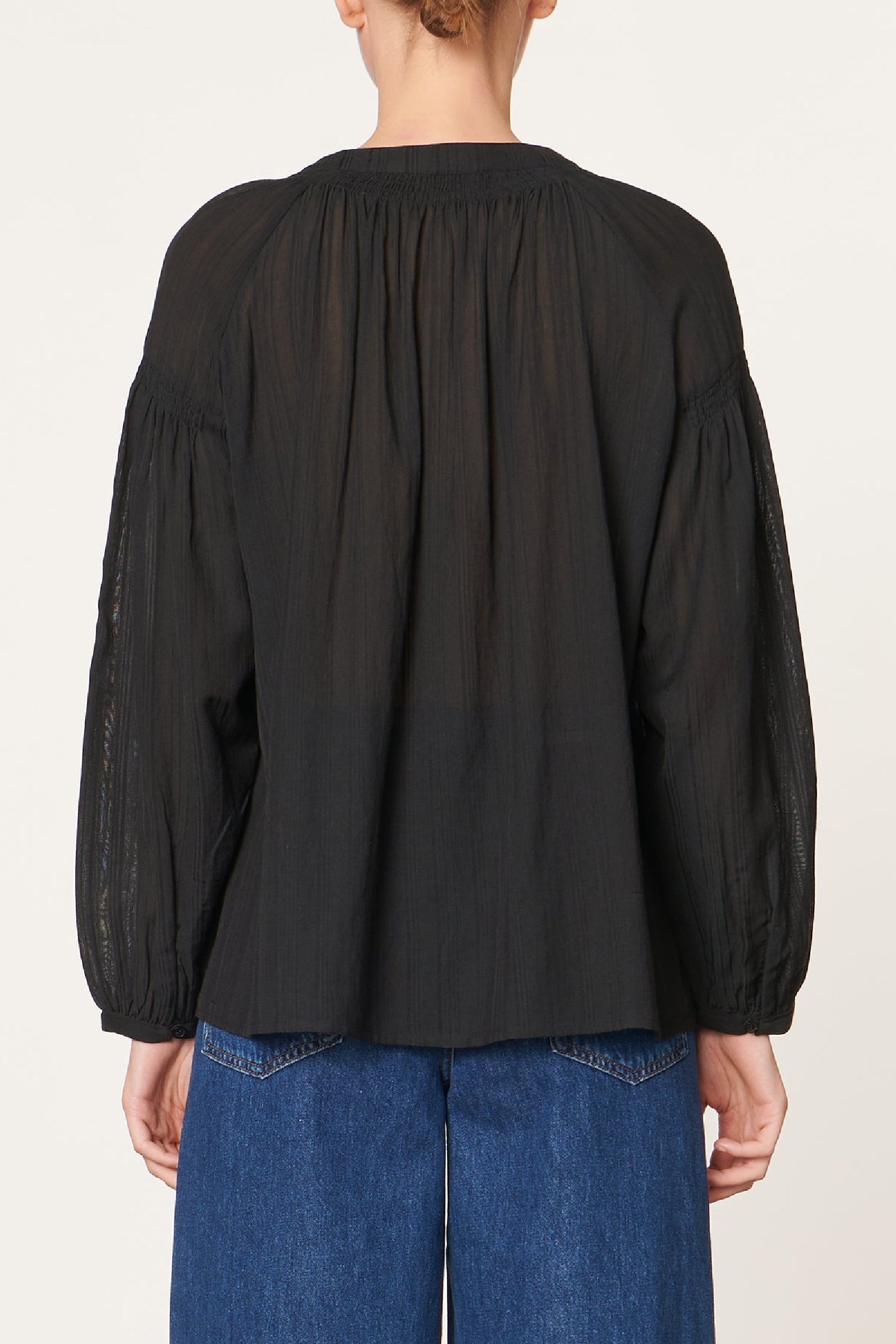 Nipoa round-neck blouse - Black