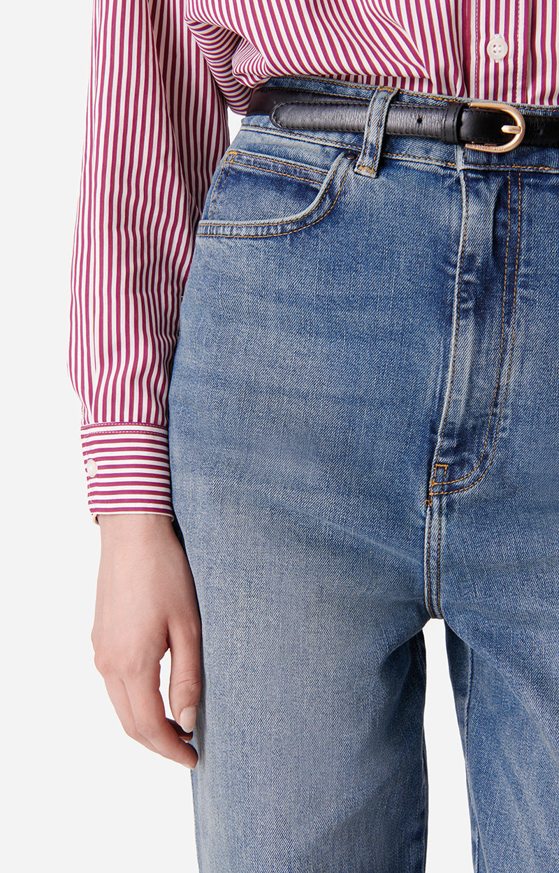 Pantalon Dom en denim - Bleu Gris