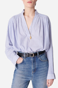 Calvin cotton blouse - White & Blue
