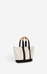 Cabas S multipoches en toile - Écru & Noir