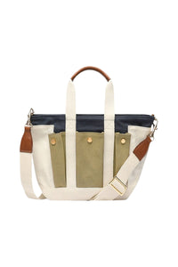 RECO : 100 // Cabas S multipoches en coton - Multicolore & Marine