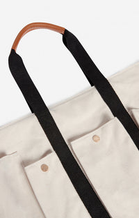 Cabas L multipoches en toile - Écru & Noir
