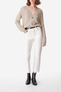 Pantalon cropped Og en denim - Craie