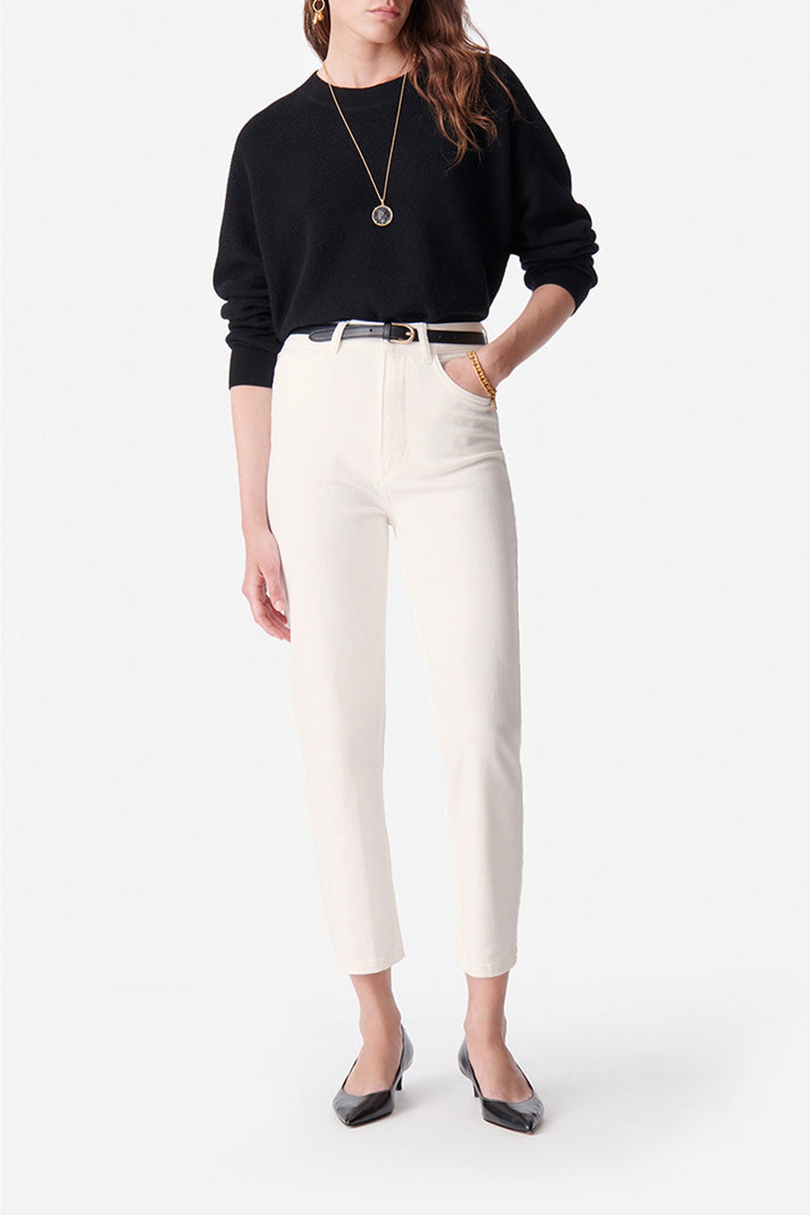 Pantalon cropped Og en denim - Naturel