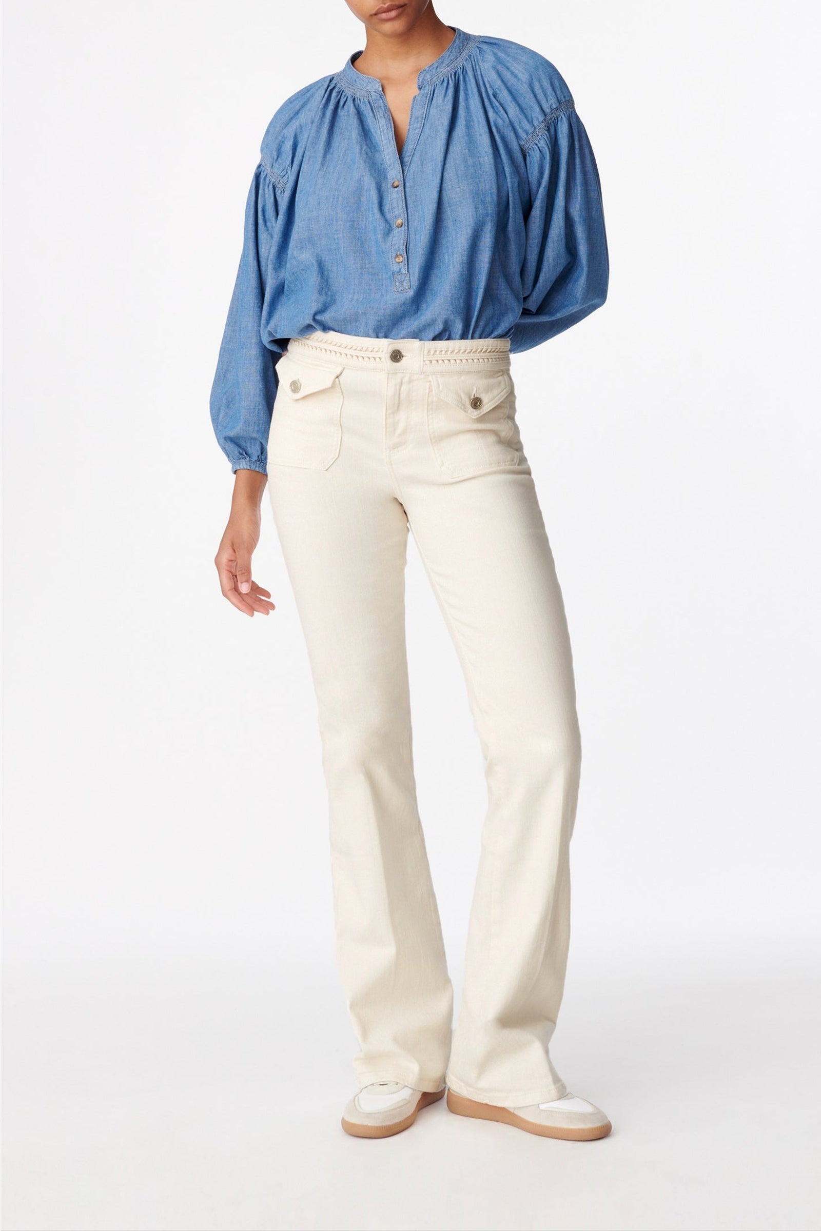 Pantalon bootcut Nano en denim - Naturel