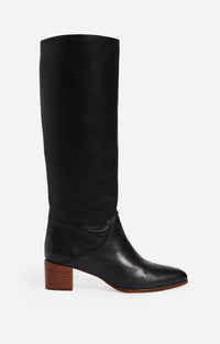 46 QTY NEW // NOIR / Bottes Hautes Cuir Lisse - NOIR