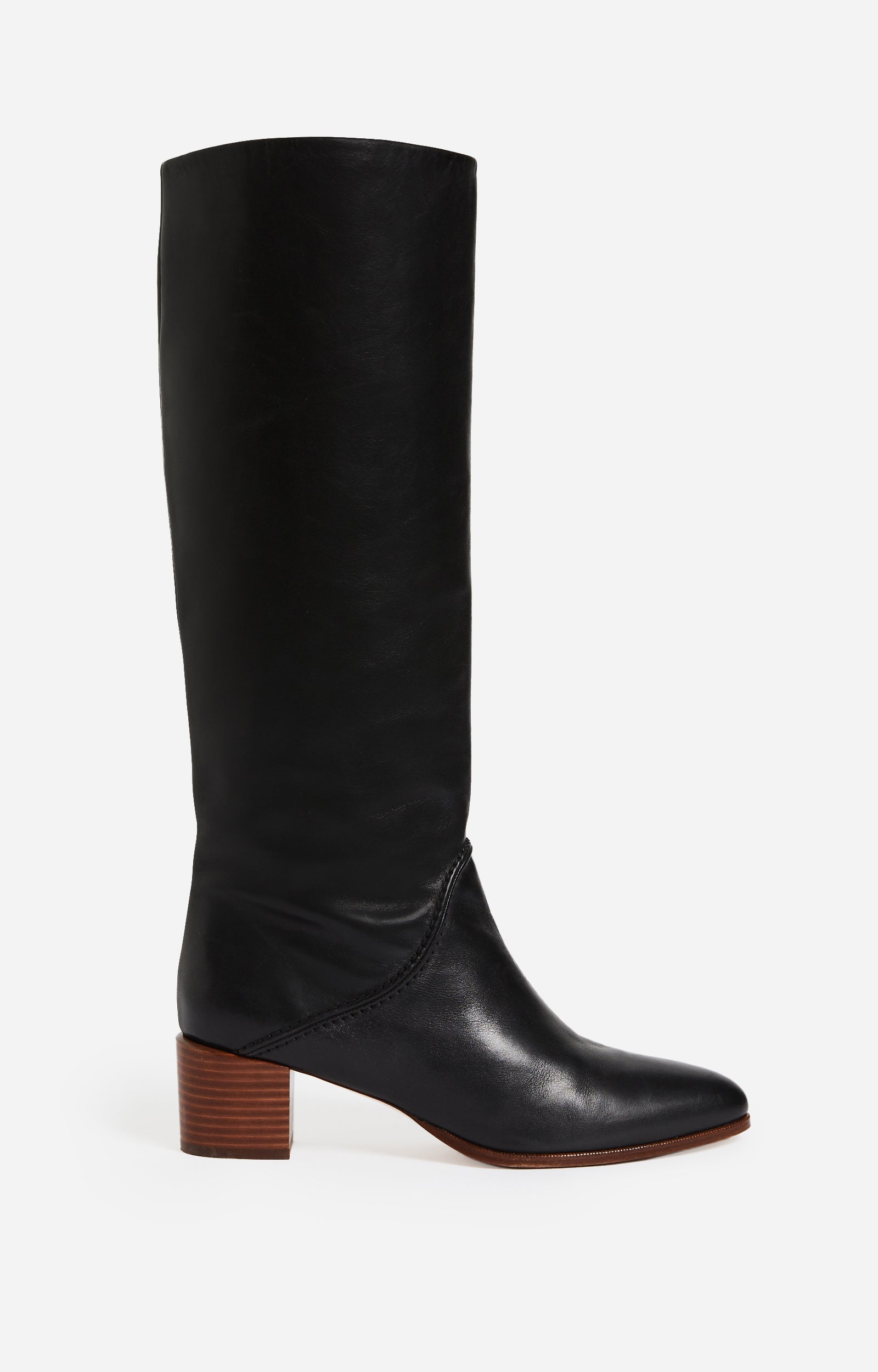 46 QTY NEW // NOIR / Bottes Hautes Cuir Lisse - NOIR