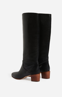 46 QTY NEW // NOIR / Bottes Hautes Cuir Lisse - NOIR