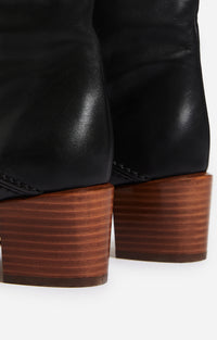 46 QTY NEW // NOIR / Bottes Hautes Cuir Lisse - NOIR