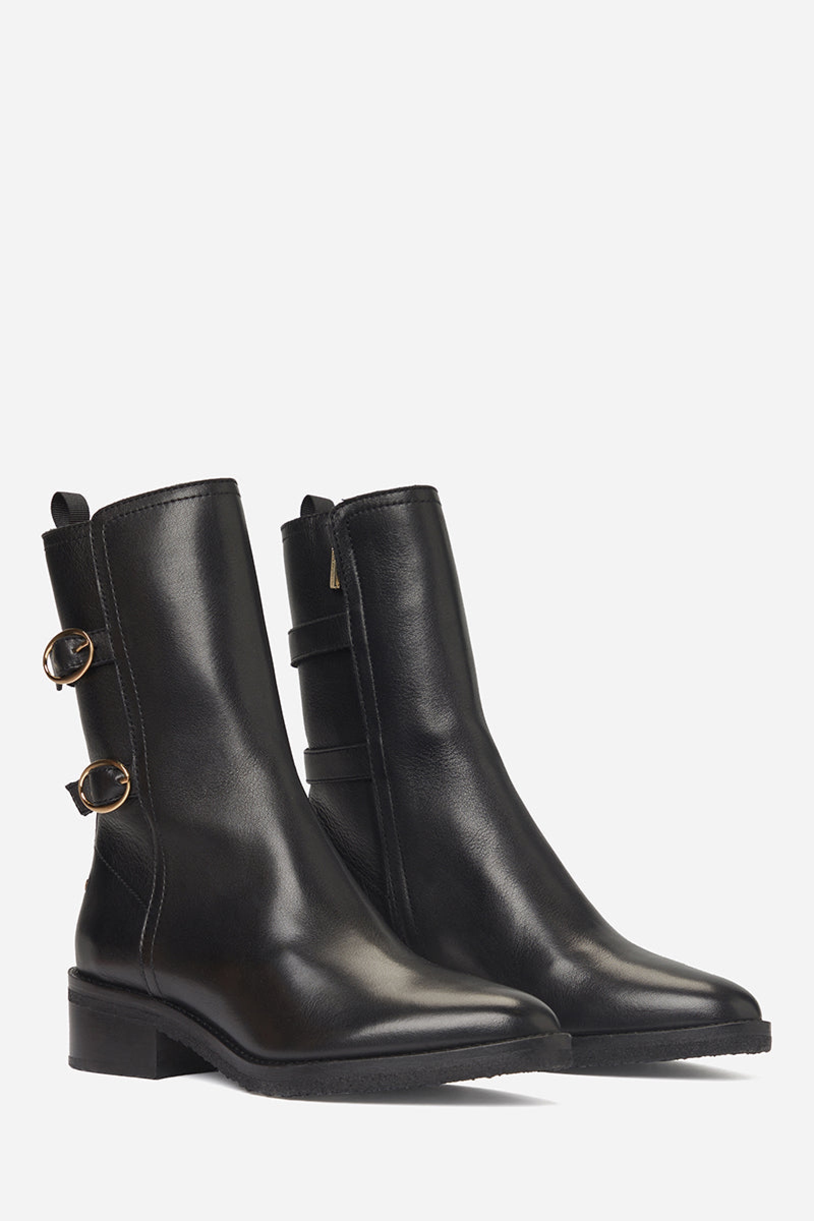 Leather ankle boots, size 45 - Black