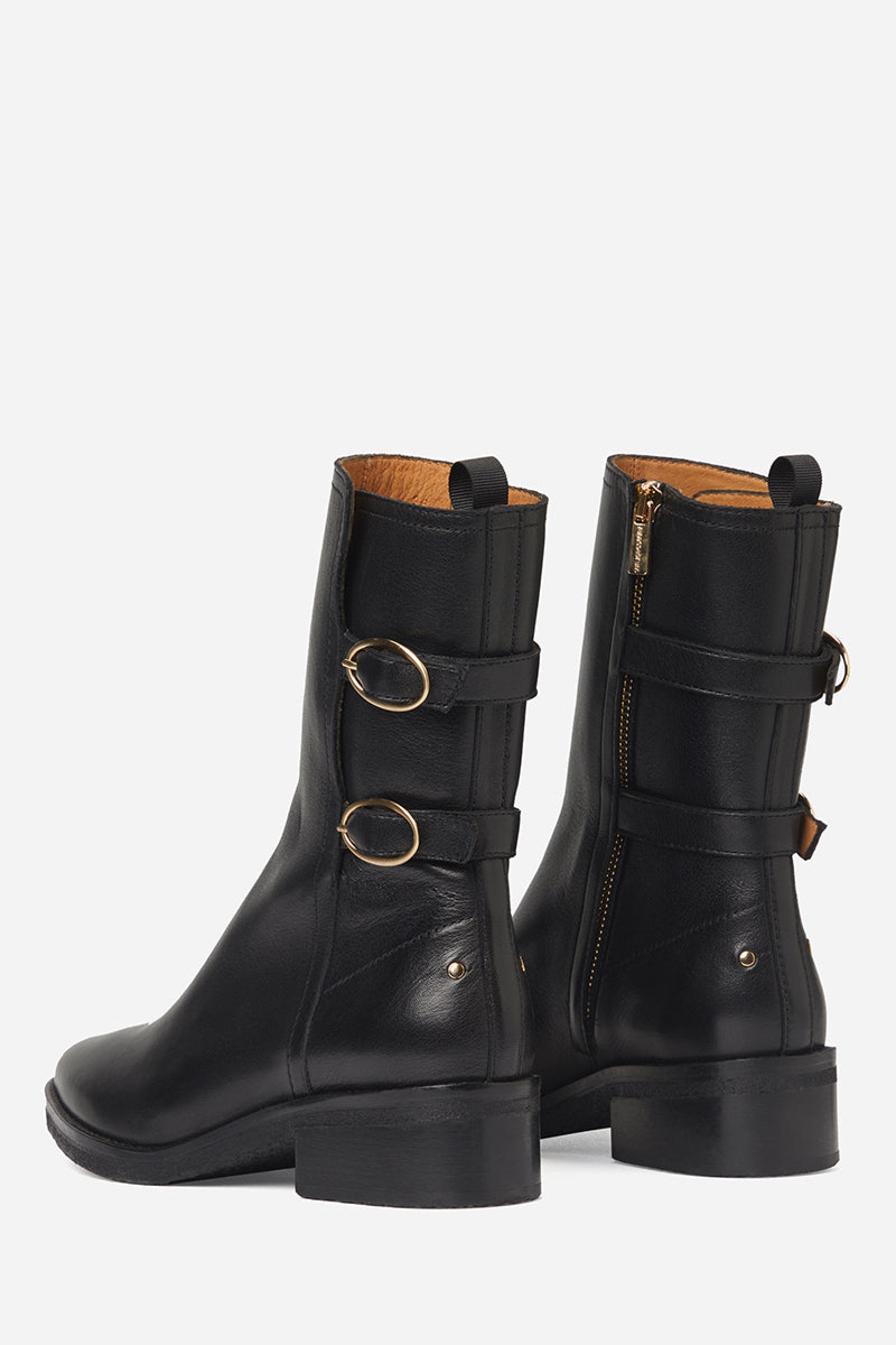 Leather ankle boots, size 45 - Black