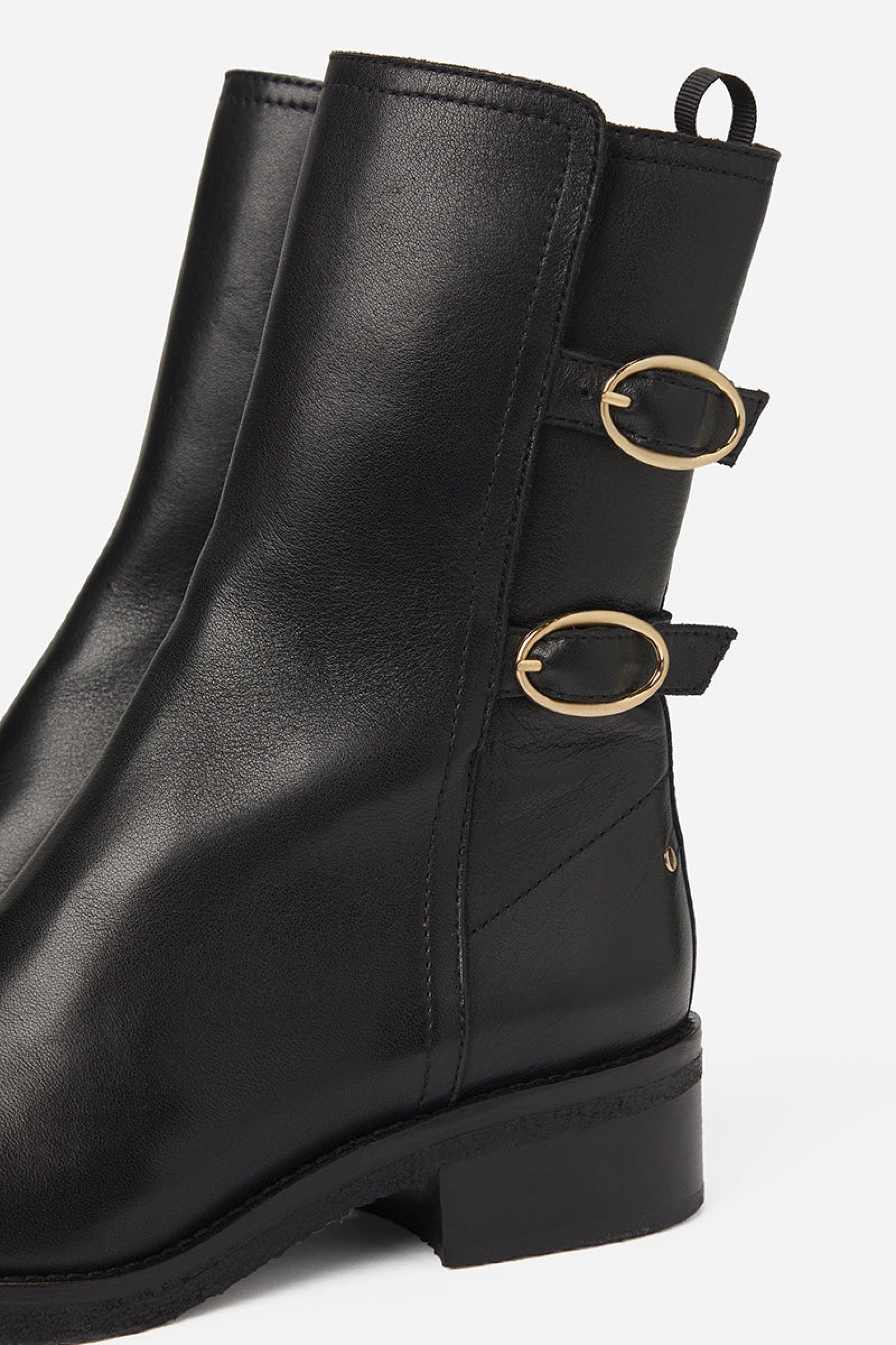 Leather ankle boots, size 45 - Black