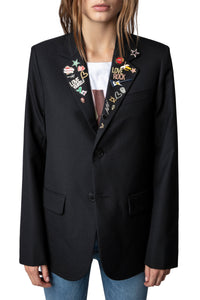 Blazer Vanille Pins en laine mélangée - Noir