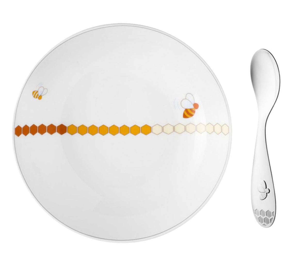 Coffret à assiette & cuillère en porcelaine et argent plaqué - Porcelaine