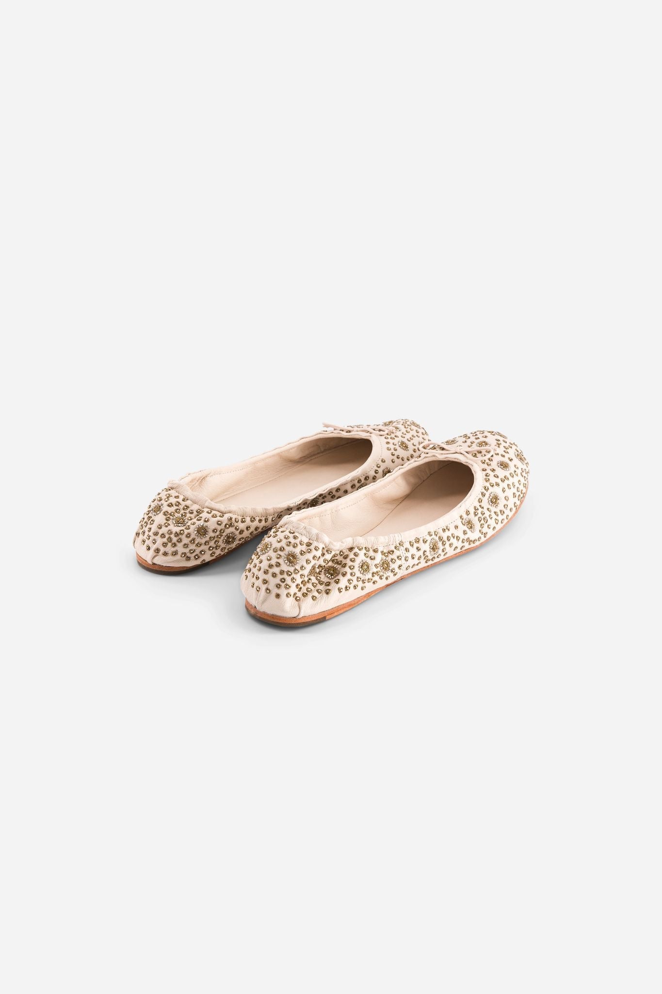 Ballerines Ballet à broderie en cuir - Off White