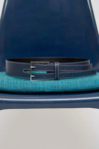 Ceinture Harnais à double sangle en cuir - Navy
