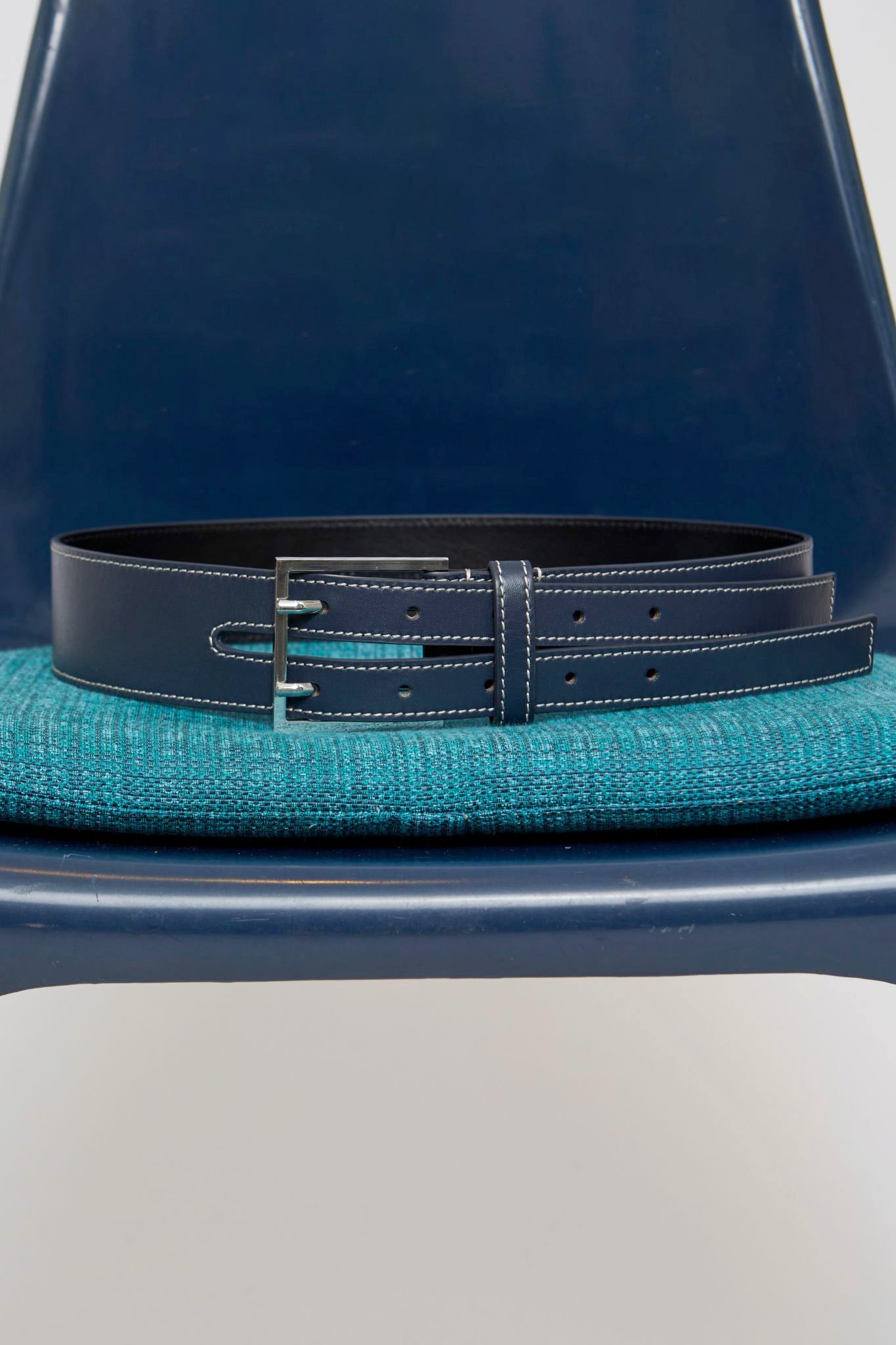 Ceinture Harnais à double sangle en cuir - Navy