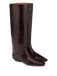 Bottes Bettina en cuir embossé - Ebano
