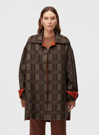 CLAY AND MILITARY GREEN DOUBLE CHECK JACQUARD REVERSIBLE OUTERWEAR