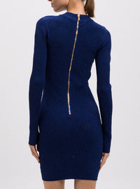 Robe courte 3 boutons vichy - Bleu Nuit