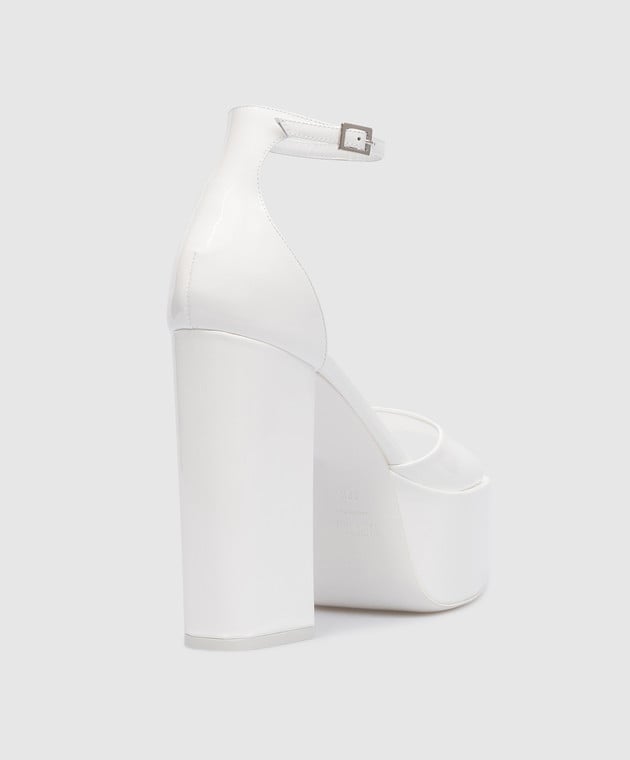 Sandales à plateforme Tatiana 130 en cuir verni - White