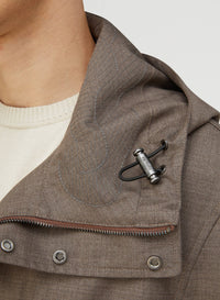 BEIGE WATER REPELLENT EMBROIDERED NATURAL FIBER PARKA