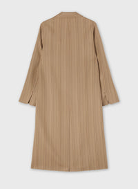SAND, DARK TAUPE, YELLOW STRIPED DOUBLE WOOL REVERSIBLE COAT