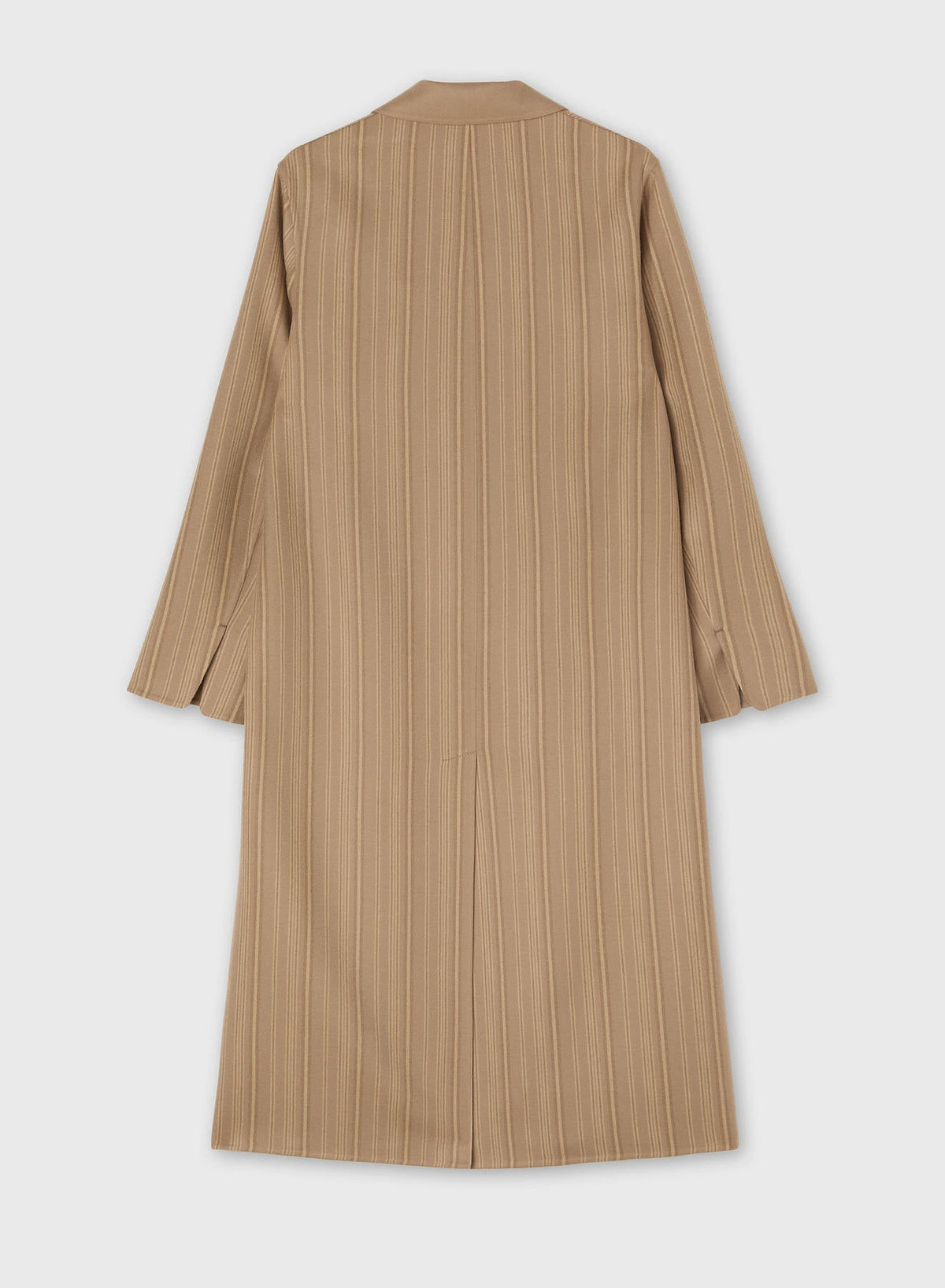 SAND, DARK TAUPE, YELLOW STRIPED DOUBLE WOOL REVERSIBLE COAT