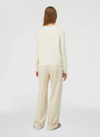 IVORY DAMIER WOOL AND SILK JACQUARD CREWNECK