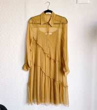 Robe en crépon de soie à volants - Baroque Brown
