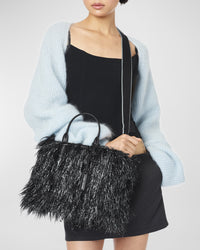 Petit sac The Tote Bag en fausse fourrure - Black & Silver