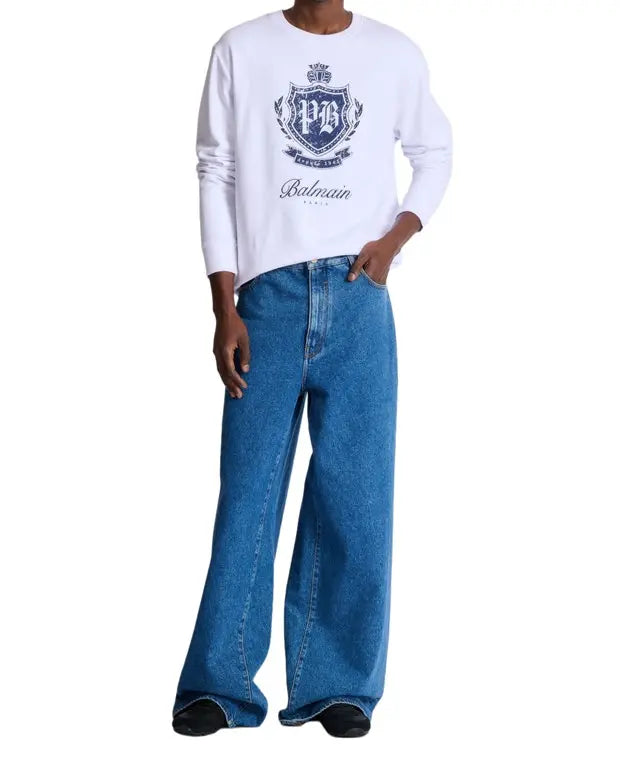 College Emblem sweatshirt - Blue & Beige