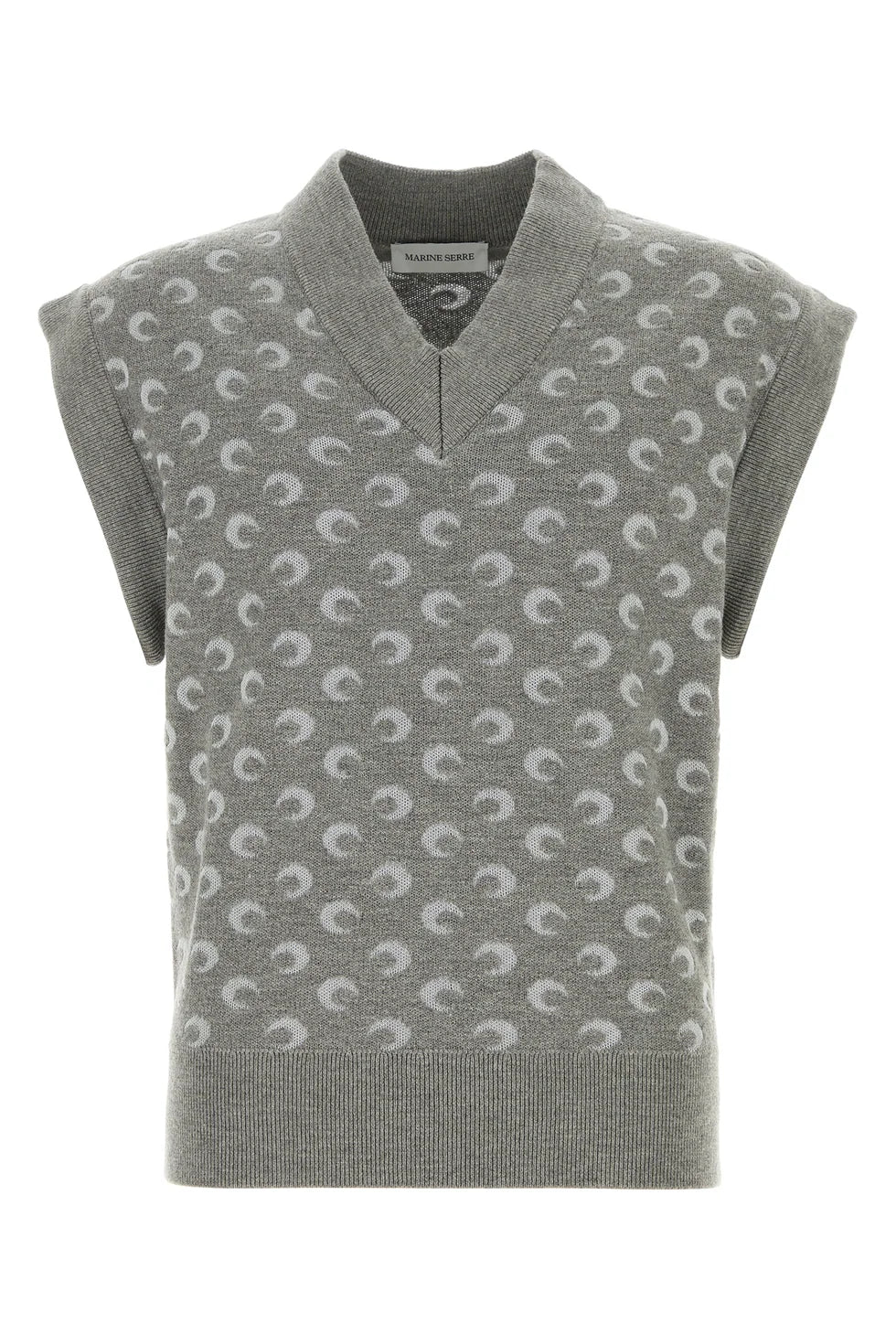 Moon Jacquard Knit V-Neck Vest - Gris