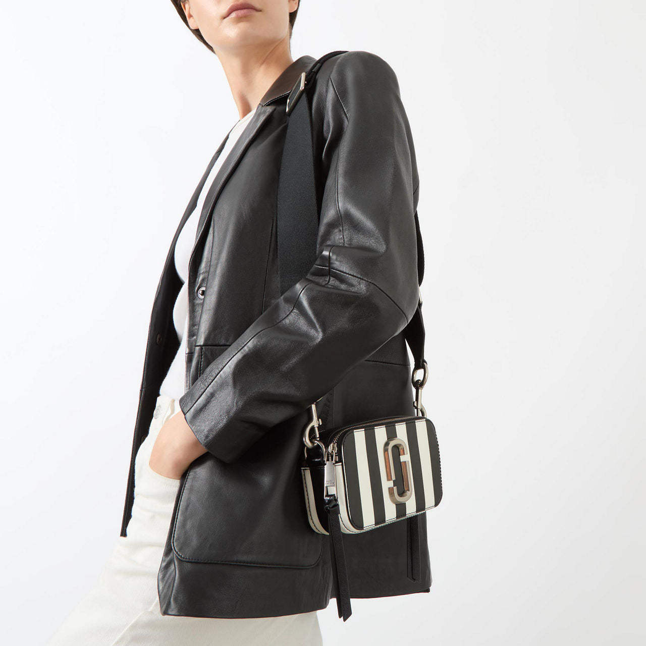 PAS INFO   Sac The Snapshot en cuir - Black & White
