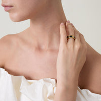 Bague médaillon en laiton - Black & Gold