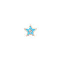 14K Pink Gold Diamond Star Piercing - Turquoise Blue