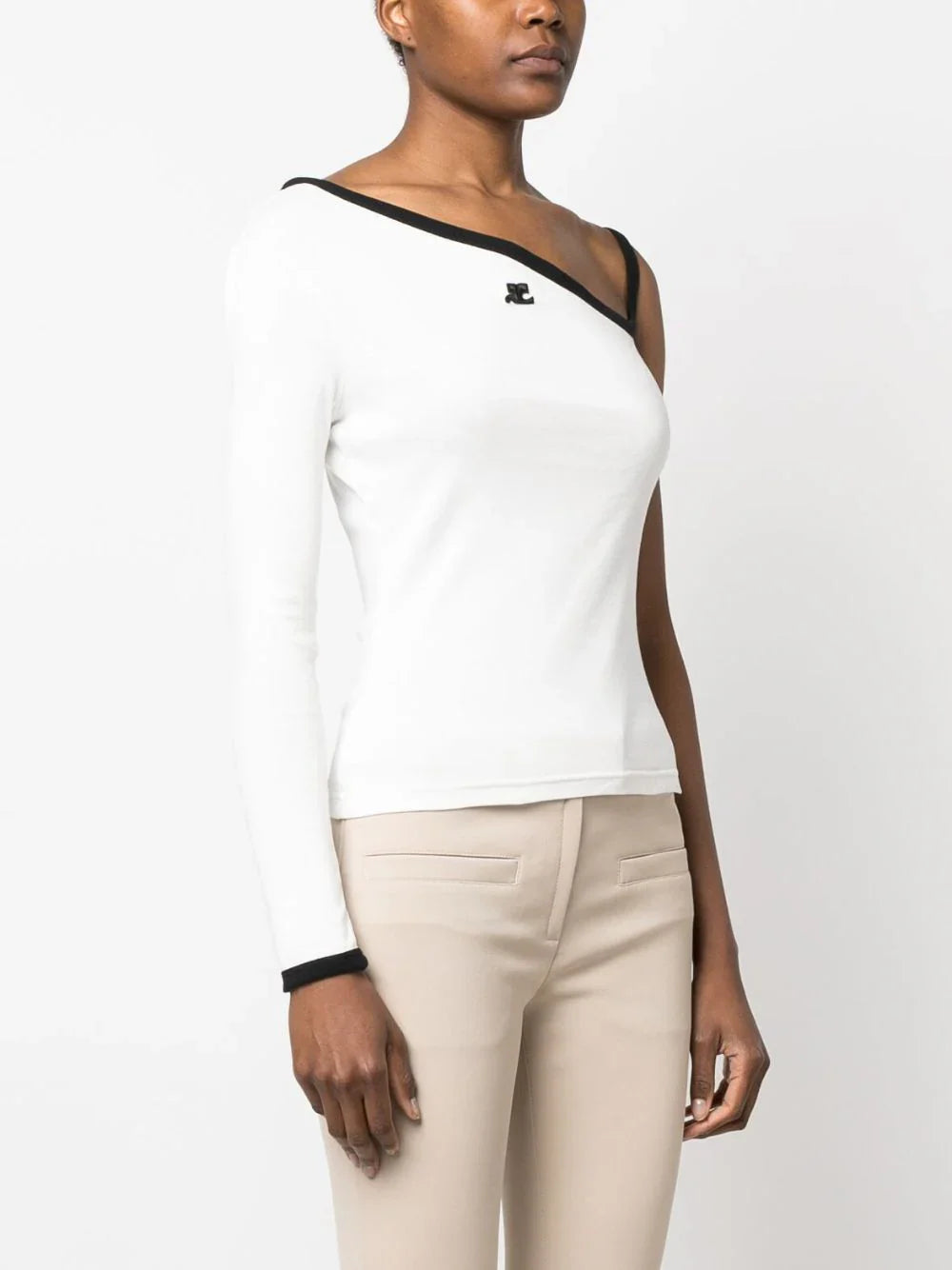 34pcs RELIQUAT 75€ / T-shirt asymétrique à une manche - Heritage white & Black