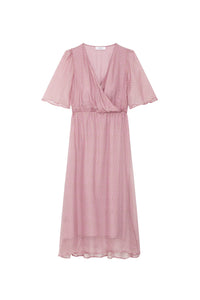 Robe longue Metro Muse en soie - Rose