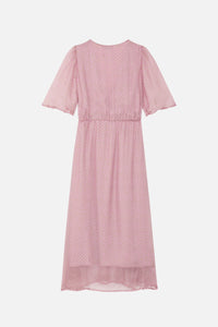 Robe longue Metro Muse en soie - Rose