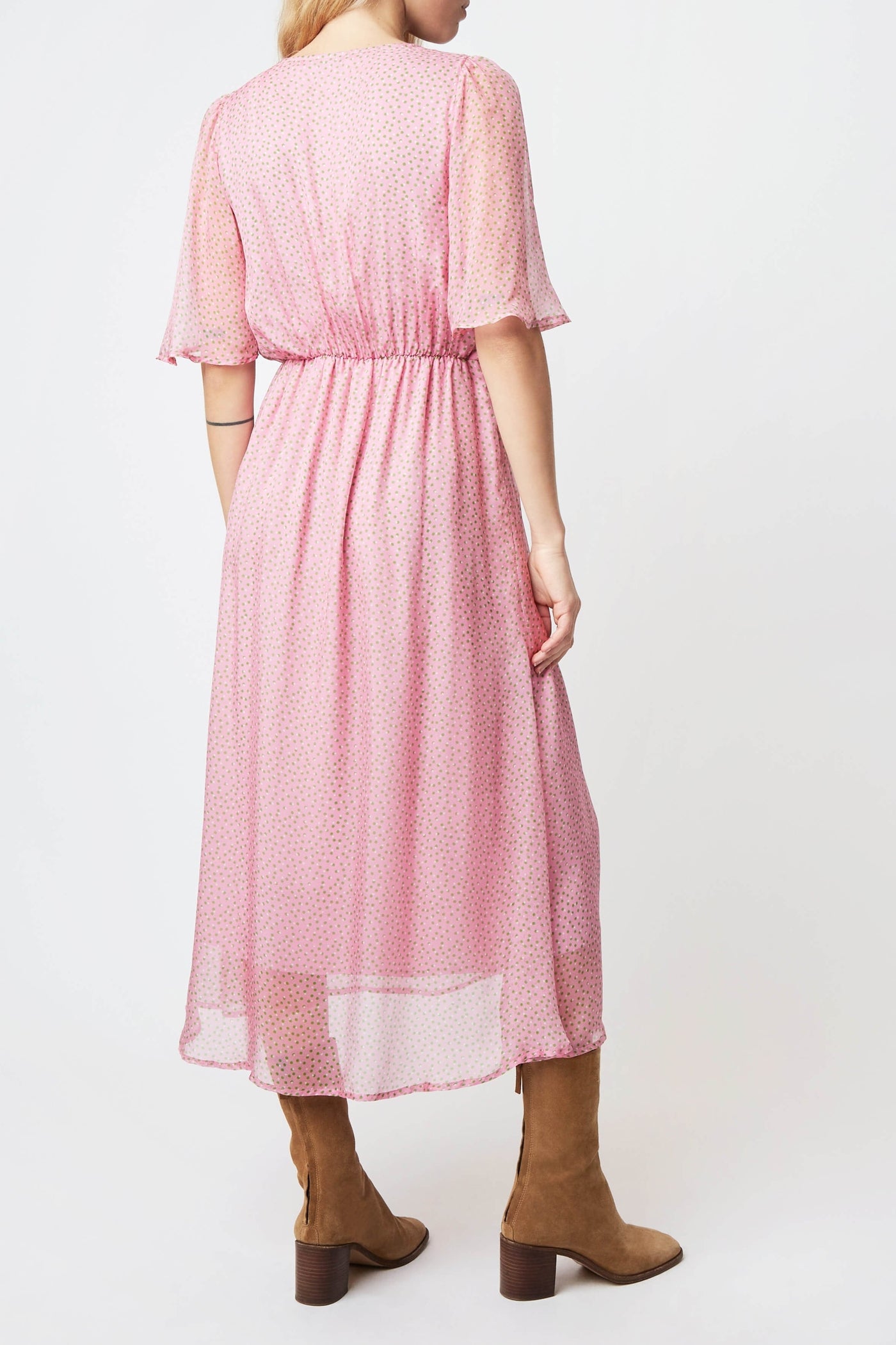 Robe longue Metro Muse en soie - Rose