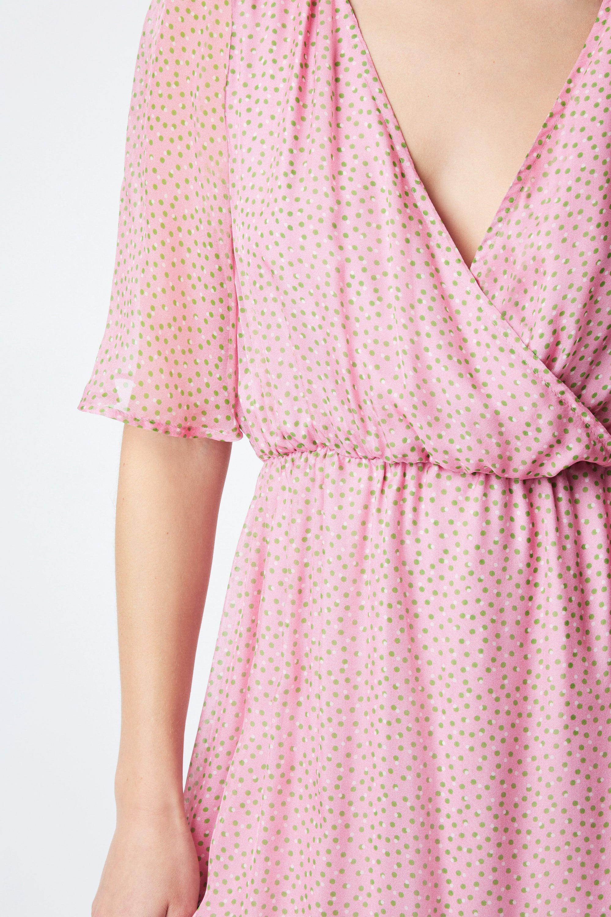 Robe longue Metro Muse en soie - Rose