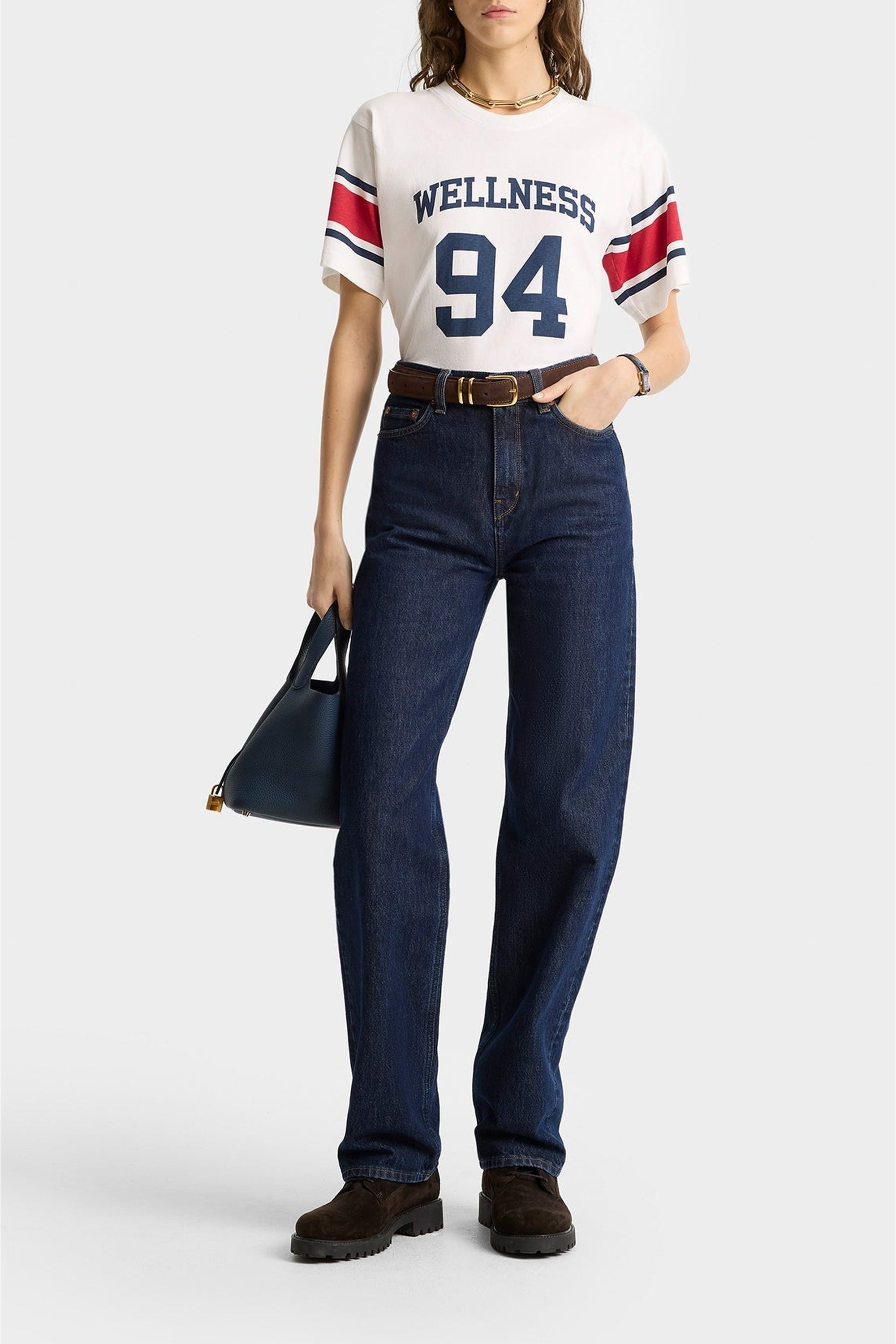 T-shirt Wellness 94 à rayures - White Ruby & Navy