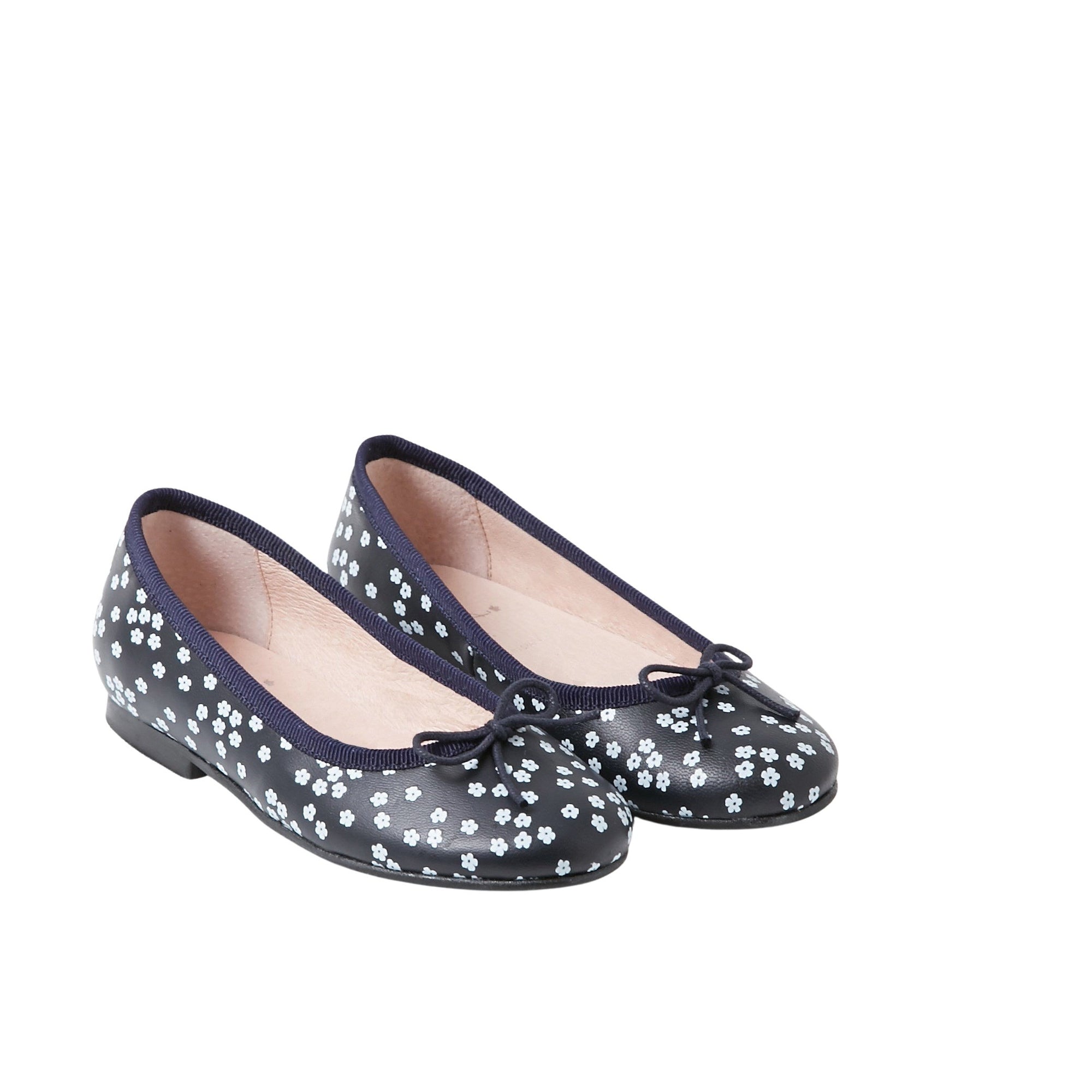 2 QTY / MARINE/BLANC CHAUSSURES CUIR DITTLE IMPRIMEE