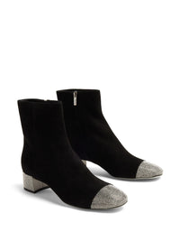 Bottines Bonne 40 à strass en daim - Nero & Jet Hematite