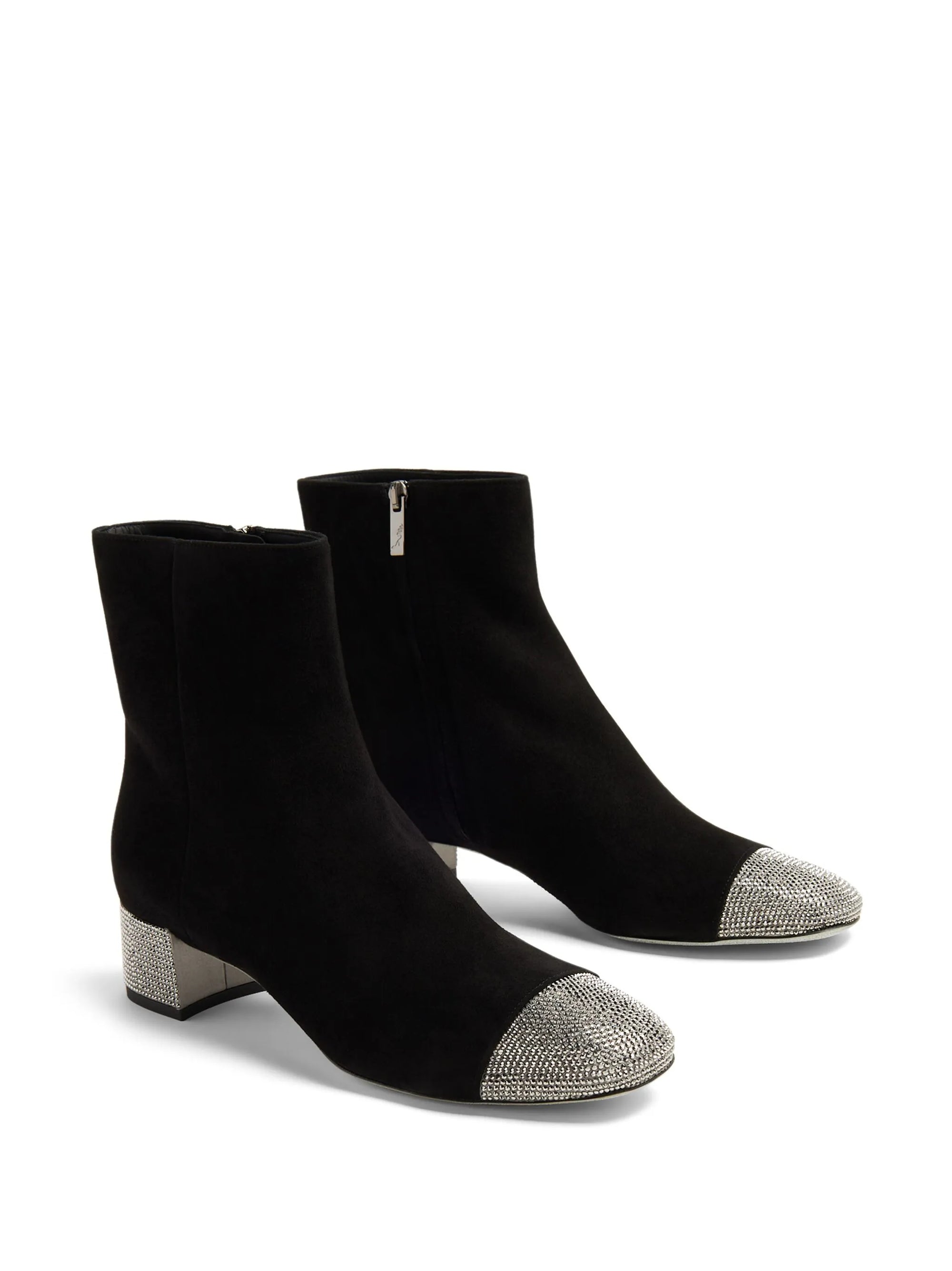 Bottines Bonne 40 à strass en daim - Nero & Jet Hematite