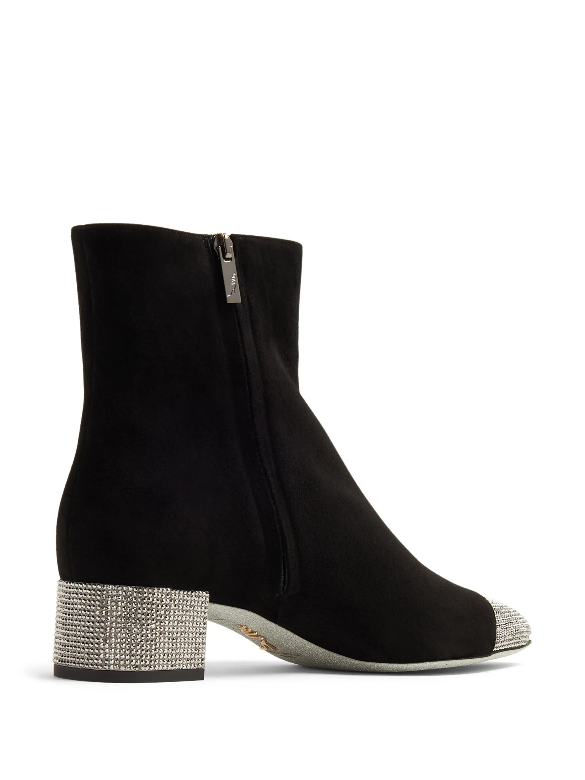 Bottines Bonne 40 à strass en daim - Nero & Jet Hematite